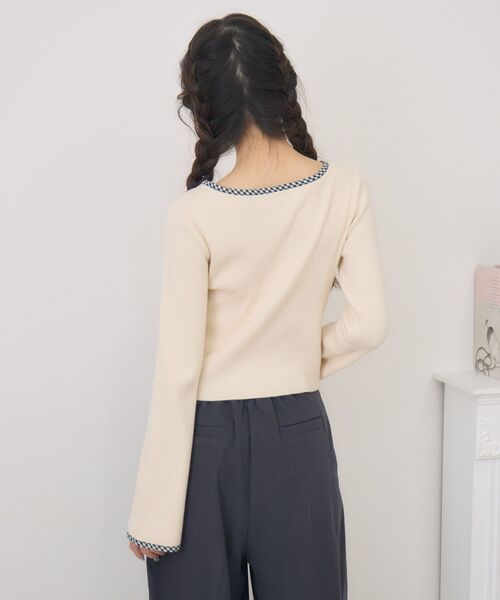 ems excite（エムズエキサイト）の「【新色追加】チェックパイピングNTPO（ニット/セーター・レディース・ブラウン/ブラック/ナチュラル/ダークグレー・FREE）」の14枚目の写真