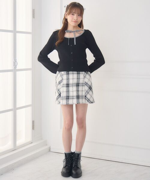 ems excite（エムズエキサイト）の「【新色追加】チェックパイピングNTPO（ニット/セーター・レディース・ブラウン/ブラック/ナチュラル/ダークグレー・FREE）」の17枚目の写真