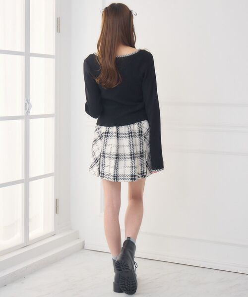 ems excite（エムズエキサイト）の「【新色追加】チェックパイピングNTPO（ニット/セーター・レディース・ブラウン/ブラック/ナチュラル/ダークグレー・FREE）」の19枚目の写真