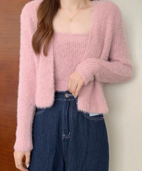 SPIGA（スピーガ）の「ｼｬｷﾞｰﾆｯﾄｷｬﾐｿｰﾙ+ｶｰﾃﾞｨｶﾞﾝｾｯﾄ（ニット/セーター・レディース・ホワイト/ブラック/ライトグレー/ブルー/ピンク/ボルドー・FREE）」の5枚目の写真