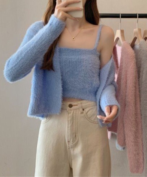 SPIGA（スピーガ）の「ｼｬｷﾞｰﾆｯﾄｷｬﾐｿｰﾙ+ｶｰﾃﾞｨｶﾞﾝｾｯﾄ（ニット/セーター・レディース・ホワイト/ブラック/ライトグレー/ブルー/ピンク/ボルドー・FREE）」の7枚目の写真