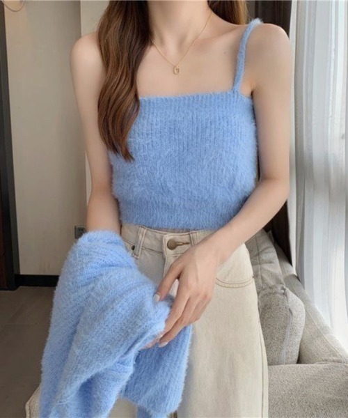 SPIGA（スピーガ）の「ｼｬｷﾞｰﾆｯﾄｷｬﾐｿｰﾙ+ｶｰﾃﾞｨｶﾞﾝｾｯﾄ（ニット/セーター・レディース・ホワイト/ブラック/ライトグレー/ブルー/ピンク/ボルドー・FREE）」の9枚目の写真