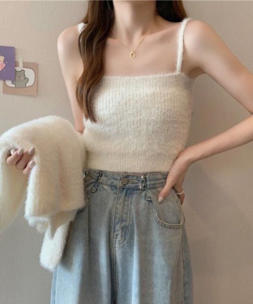 SPIGA（スピーガ）の「ｼｬｷﾞｰﾆｯﾄｷｬﾐｿｰﾙ+ｶｰﾃﾞｨｶﾞﾝｾｯﾄ（ニット/セーター・レディース・ホワイト/ブラック/ライトグレー/ブルー/ピンク/ボルドー・FREE）」の10枚目の写真