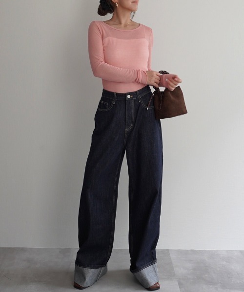 Rashik(ラシク)の「ロールアップルーズデニム(デニムパンツ・レディース・インディゴブルー/ブラック・S/M)」の5枚目の写真