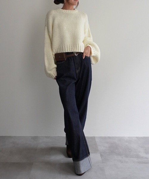 Rashik(ラシク)の「ロールアップルーズデニム(デニムパンツ・レディース・インディゴブルー/ブラック・S/M)」の8枚目の写真