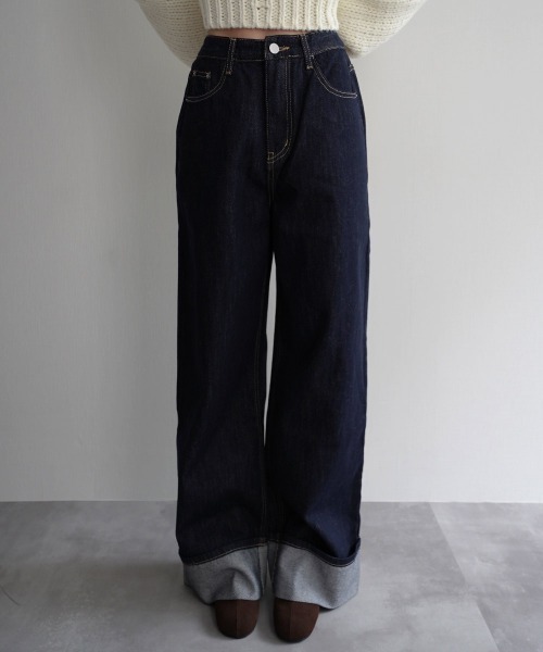 Rashik(ラシク)の「ロールアップルーズデニム(デニムパンツ・レディース・インディゴブルー/ブラック・S/M)」の16枚目の写真