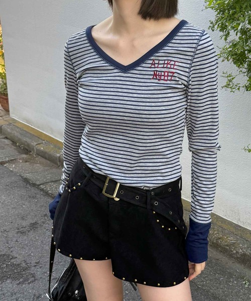 HALEY PESCA(ヘーリーペスカ)の「HALEY PESCA/【ベルト付属】フェイクスエード スタッズショートパンツ(その他パンツ・レディース・ブラック/ブラウン・SMALL/MEDIUM)」の5枚目の写真