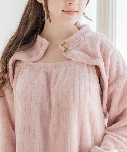 fran de lingerie（フランデランジェリー）の「もこもこ ワンピース ルームウェア パジャマ 冬 あったか 着る毛布 部屋着 レディース モコモコ「メモリーフリース」（ルームウェア/パジャマ・レディース・ホワイト系その他/ダークグレー/ピンク系その他2・M-L）」の20枚目の写真