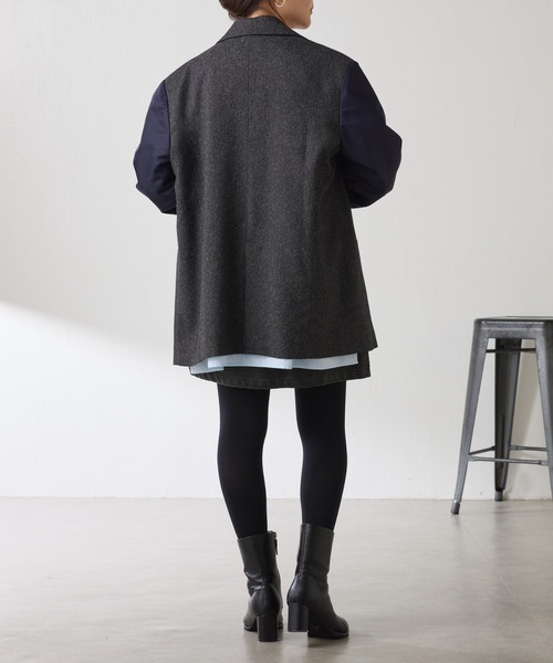 COLLAGE GALLARDAGALANTE(コラージュガリャルダガランテ)の「3つ釦コンビスリーブジャケット(その他アウター・レディース・ベージュ/ネイビー・FREE)」の14枚目の写真