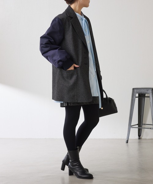 COLLAGE GALLARDAGALANTE(コラージュガリャルダガランテ)の「3つ釦コンビスリーブジャケット(その他アウター・レディース・ベージュ/ネイビー・FREE)」の15枚目の写真