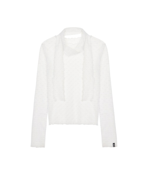 NICK&NICOLE(ニックアンドニコール)の「DOT MESH SCARF TOP_IVORY(Tシャツ/カットソー・レディース・その他・MEDIUM/LARGE)」の4枚目の写真