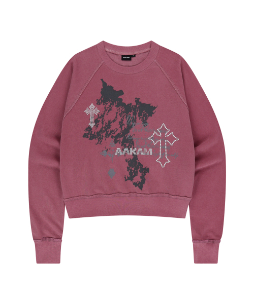 AAKAM(アーカム)の「Cross Studded Sweatshirts (Pink)(スウェット・レディース・その他・1/2)」の1枚目の写真