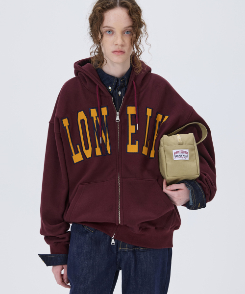 LONELY/LOVELY FLUFF HOODIE ZIP-UP BURGUNDY（パーカー）｜NOHANT