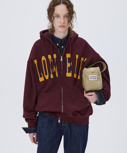 LONELY/LOVELY FLUFF HOODIE ZIP-UP BURGUNDY（パーカー）｜NOHANT
