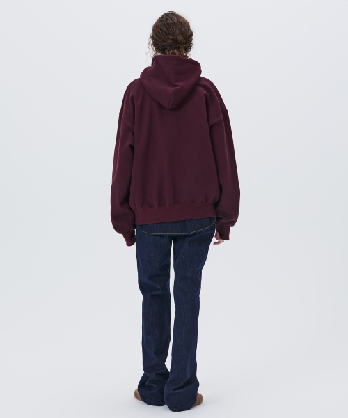 NOHANT（ノアン）の「[裏起毛] LONELY/LOVELY フラッフフーディ ジップアップ バーガンディ（パーカー・レディース・バーガンディー・SMALL/MEDIUM/LARGE）」の5枚目の写真