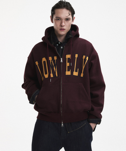 NOHANT（ノアン）の「[裏起毛] LONELY/LOVELY フラッフフーディ ジップアップ バーガンディ（パーカー・レディース・バーガンディー・SMALL/MEDIUM/LARGE）」の7枚目の写真