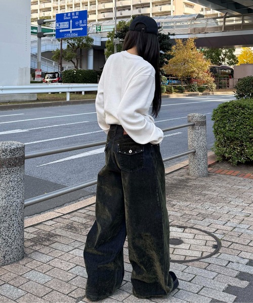 sedacle(セダクル)の「カラーフロッキースタッズカーブデニム(デニムパンツ・メンズ・ボルドー/カーキ・LARGE/MEDIUM/SMALL)」の17枚目の写真