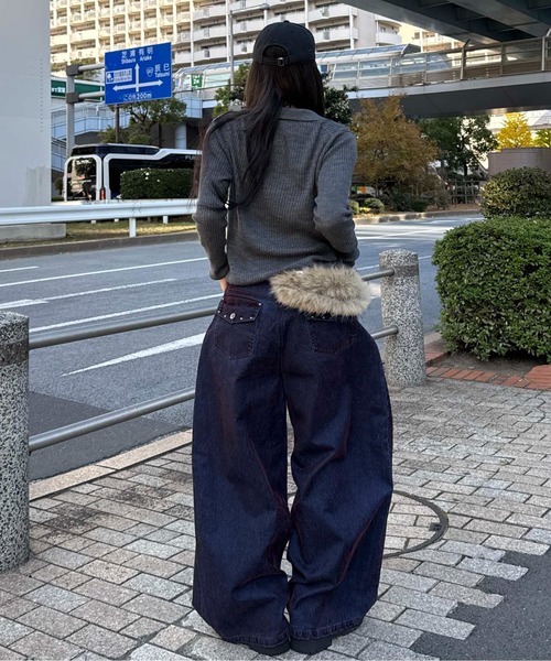 sedacle(セダクル)の「カラーフロッキースタッズカーブデニム(デニムパンツ・メンズ・ボルドー/カーキ・LARGE/MEDIUM/SMALL)」の6枚目の写真
