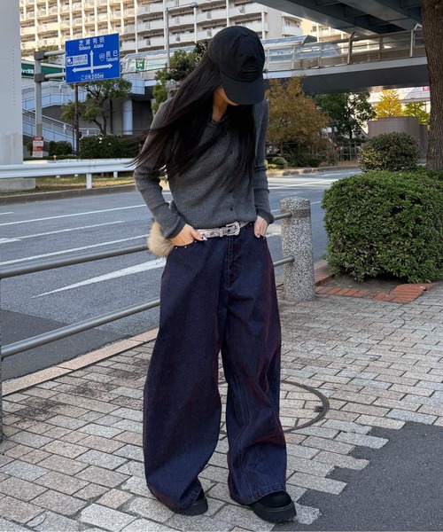 sedacle(セダクル)の「カラーフロッキースタッズカーブデニム(デニムパンツ・メンズ・ボルドー/カーキ・LARGE/MEDIUM/SMALL)」の8枚目の写真