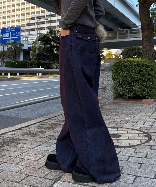 sedacle(セダクル)の「カラーフロッキースタッズカーブデニム(デニムパンツ・メンズ・ボルドー/カーキ・LARGE/MEDIUM/SMALL)」の21枚目の写真