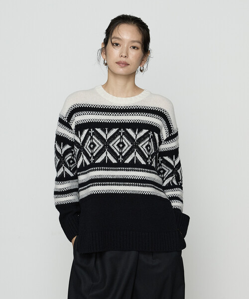 K.T KIYOKO TAKASE（キヨコタカセ）の「ジャカード編み スヌード付きニットプルオーバー（ニット/セーター・レディース・ベージュ系その他/ブラック系その他・FREE）」の20枚目の写真