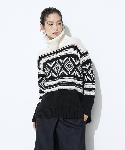 K.T KIYOKO TAKASE（キヨコタカセ）の「ジャカード編み スヌード付きニットプルオーバー（ニット/セーター・レディース・ベージュ系その他/ブラック系その他・FREE）」の15枚目の写真