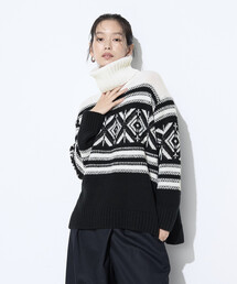 K.T KIYOKO TAKASE | ジャカード編み スヌード付きニットプルオーバー(ニット/セーター)