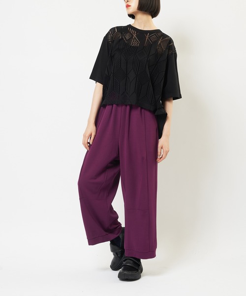 gomme（ゴム）の「ニーダーツポンチパンツ（スウェットパンツ・レディース・ブラック/パープル/チャコールグレー・MEDIUM）」の5枚目の写真