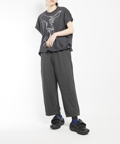 gomme（ゴム）の「ニーダーツポンチパンツ（スウェットパンツ・レディース・ブラック/パープル/チャコールグレー・MEDIUM）」の8枚目の写真