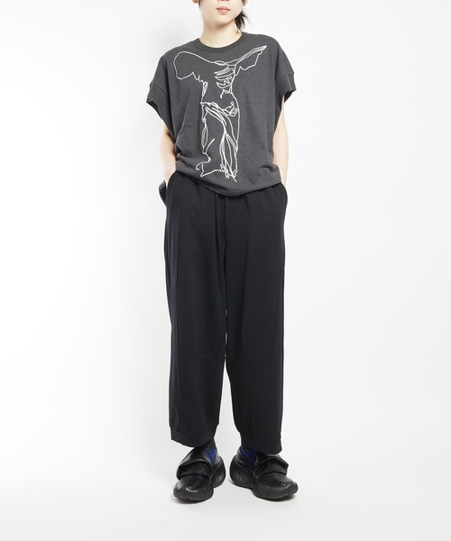 gomme（ゴム）の「ニーダーツポンチパンツ（スウェットパンツ・レディース・ブラック/パープル/チャコールグレー・MEDIUM）」の11枚目の写真