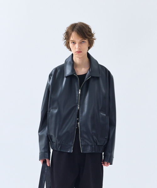 セール】86-IRO347 ポケットレイヤードレザージャケット ブラック
