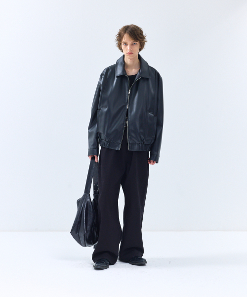 セール】86-IRO347 ポケットレイヤードレザージャケット ブラック