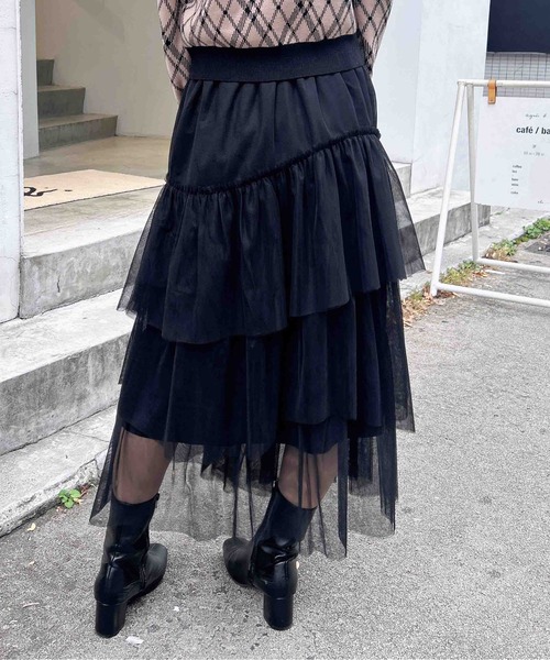 新品タグ付き　ロージーモンスター　スイングオーガンジースカート　チュール ☆SALE☆2WAYチュールロングスカート（G218025）|algy（アルジー