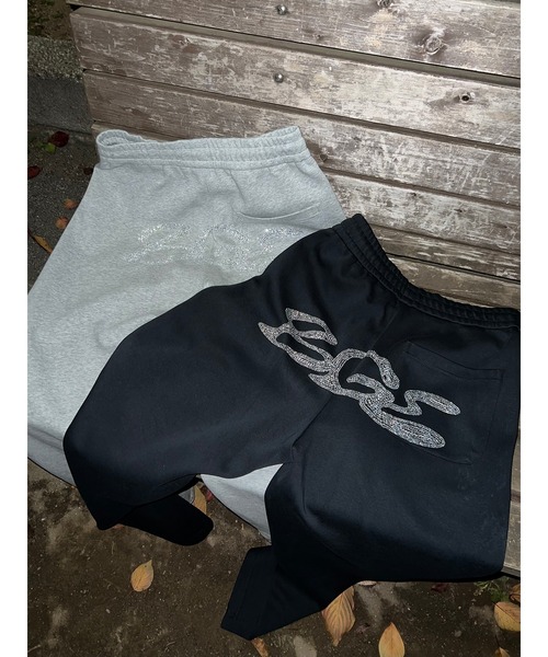 BGL（ビージーエル）の「RHINESTONE SWEAT PANTS / ラインストーン / キラキラ / Y2K / 韓国ストリート　スウェットパンツ（スウェットパンツ・レディース・ブラック/グレー・S/M/L）」の5枚目の写真