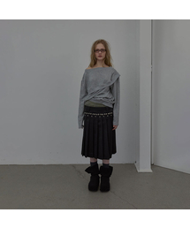LAYERED DETAIL JERSEY TOP (MELANGE GREY)