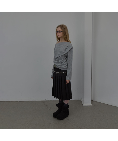 LCDC TM（エルシーディーシーティーエム）の「LAYERED DETAIL JERSEY TOP (MELANGE GREY)（Tシャツ/カットソー・レディース・その他・SMALL/MEDIUM）」の2枚目の写真