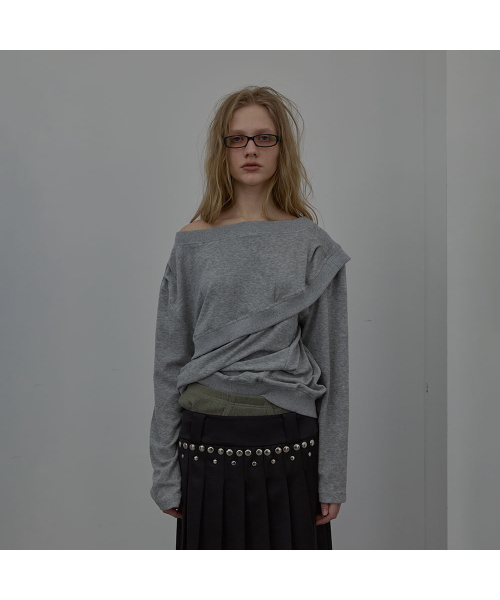 LCDC TM（エルシーディーシーティーエム）の「LAYERED DETAIL JERSEY TOP (MELANGE GREY)（Tシャツ/カットソー・レディース・その他・SMALL/MEDIUM）」の5枚目の写真