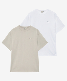[2PACK]ヘビーウェイトスネルロゴ半袖Tシャツ_ホワイト/ワームグレー