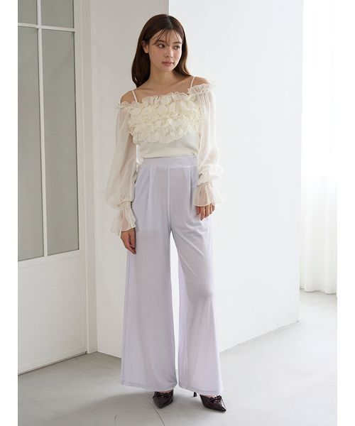 SNIDEL（スナイデル）の「デザインシアーフリルニットプルオーバー（ニット/セーター・レディース・マルチ/ホワイト/イエロー・F）」の13枚目の写真