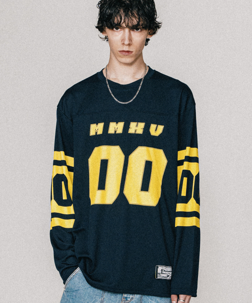 VASTIC(バスティック)の「フットボールジャージロングスリーブ_ネイビー(Tシャツ/カットソー・メンズ・その他・MEDIUM/LARGE)」の1枚目の写真