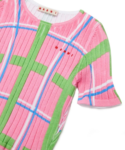 MARNI（マルニ）の「MARNI(マルニ)Kids & Junior チェック半袖ニット（ニット/セーター・キッズ・ライトピンク・8Y/10Y/12Y/14Y/4Y/6Y）」の3枚目の写真
