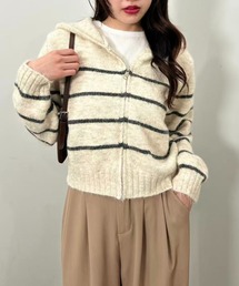 Stripe Knit Zip Hoodie