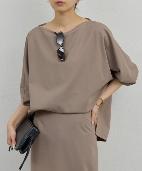 GALLARDAGALANTE(ガリャルダガランテ)の「オフショルポンチプルオーバー(Tシャツ/カットソー・レディース・モカ/ブラック・FREE)」の1枚目の写真