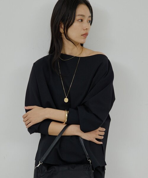 GALLARDAGALANTE(ガリャルダガランテ)の「オフショルポンチプルオーバー(Tシャツ/カットソー・レディース・モカ/ブラック・FREE)」の3枚目の写真