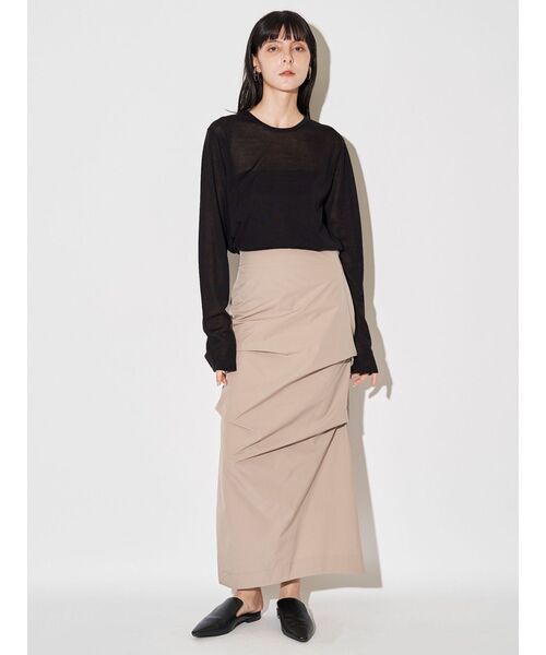 ELENDEEK（エレンディーク）の「アシメタックIラインスカート（スカート・レディース・ブラック/ベージュ・01/02）」の3枚目の写真