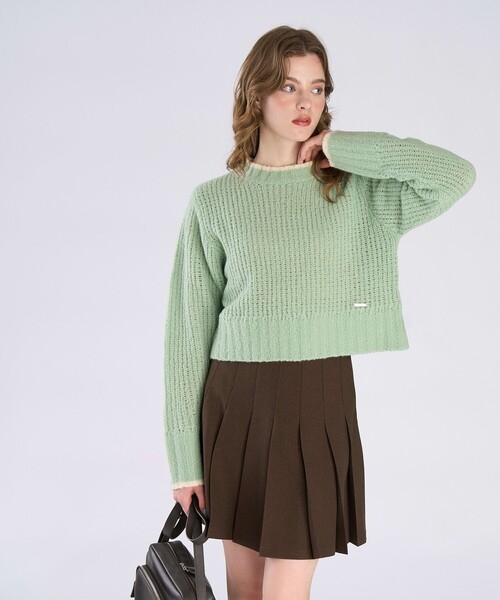 To b. by agnes b.（トゥービーバイアニエスベー）の「バイカラーライン ニット プルオーバー（ニット/セーター・レディース・グリーン系その他・FREE）」の12枚目の写真