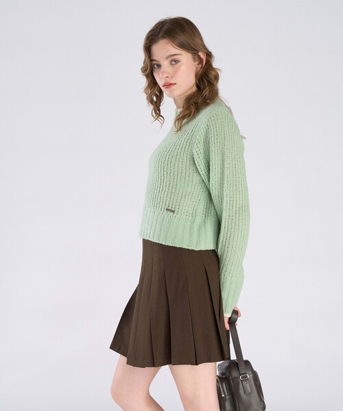 To b. by agnes b.（トゥービーバイアニエスベー）の「バイカラーライン ニット プルオーバー（ニット/セーター・レディース・グリーン系その他・FREE）」の4枚目の写真