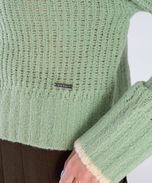 To b. by agnes b.（トゥービーバイアニエスベー）の「バイカラーライン ニット プルオーバー（ニット/セーター・レディース・グリーン系その他・FREE）」の9枚目の写真