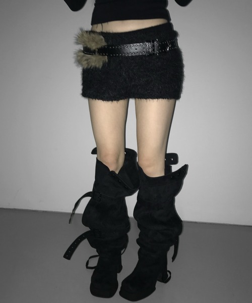 THEAIRTOWN(ジエアタウン)の「popcorn fur shorts(その他パンツ・レディース・ピンク/ブラック・FREE)」の4枚目の写真