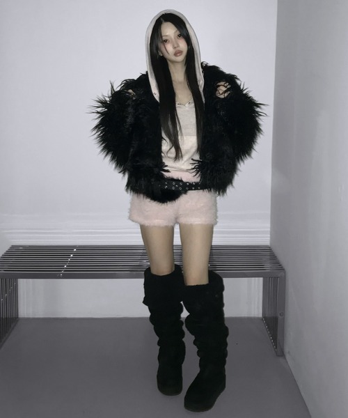 THEAIRTOWN(ジエアタウン)の「popcorn fur shorts(その他パンツ・レディース・ピンク/ブラック・FREE)」の13枚目の写真